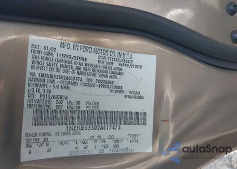 2002 Mercury Sable Ls Premium z USA, uszkodzony, nr VIN 1MEHM55S02A617473